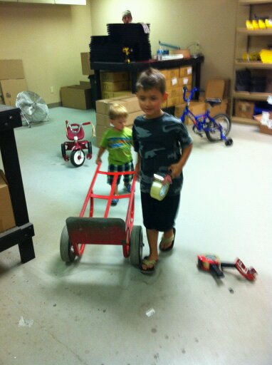 Gavin and Drake helping out